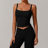 2025 New women's yoga vest quick dry fitness clothing sports top gym bra Low top Body tights nylon custom logo