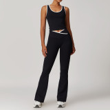 2024 Women's New Yoga Pants Set Gym Vest Shorts Set Sports Yoga Top Flare Pants Set Fitness Yoga Leggings 4pcs Suit