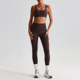 2025New Women's Yoga Set Quick Dry Fitness Bra Top Gym Leggings Cross Sports High Waist Jogging Pants Custom logo Yoga Vest Suit