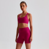 2025New Women's Yoga Shotrts Set Quick Dry Bra Gym Shorts Cross Sports High Waist Pants Custom logo Comfort Yoga Vest Top Suit