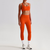 2025New Women's Yoga Set Quick Dry Fitness Bra Top Gym Leggings Cross Sports High Waist Jogging Pants Custom logo Yoga Vest Suit