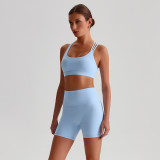 2025New Women's Yoga Shotrts Set Quick Dry Bra Gym Shorts Cross Sports High Waist Pants Custom logo Comfort Yoga Vest Top Suit