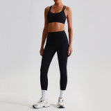 2025New Women's Yoga Set Quick Dry Fitness Bra Top Gym Leggings Cross Sports High Waist Jogging Pants Custom logo Yoga Vest Suit
