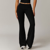2025 Stock new women's yoga pants Polyester flare high waist leggings quick dry sports casual Flare scrunch pants custom logo