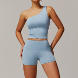 Stock New Women's Yoga set Sports Long sleeve Quick dry flare tank top Body shorts Yoga leggings gym High pants Vest bra suit