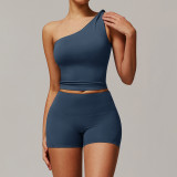 Stock New Women's Yoga set Sports Long sleeve Quick dry flare tank top Body shorts Yoga leggings gym High pants Vest bra suit