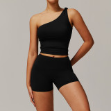 Stock New Women's Yoga set Sports Long sleeve Quick dry flare tank top Body shorts Yoga leggings gym High pants Vest bra suit