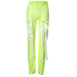 K24PT051 European and American style women's summer new street wear with perspective lace strap stitching low-waist casual pants