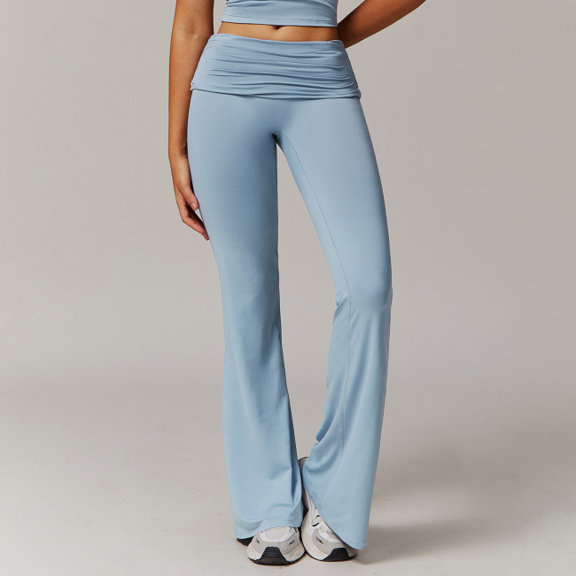 2025 Stock new women's yoga pants Polyester flare high waist leggings quick dry sports casual Flare scrunch pants custom logo