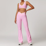 2024 Women's New Yoga Pants Set Gym Vest Shorts Set Sports Yoga Top Flare Pants Set Fitness Yoga Leggings 4pcs Suit