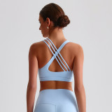 2025 New Women's Yoga Bra Fitness Wear Sports Shirt Gym Vest Tight Sexy Underwear Nylon Fabric Custom logo Gym Quick Dry Top