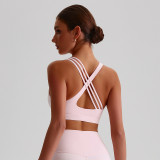 2025 New Women's Yoga Bra Fitness Wear Sports Shirt Gym Vest Tight Sexy Underwear Nylon Fabric Custom logo Gym Quick Dry Top