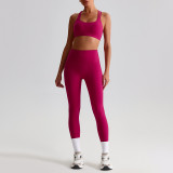 2025New Women's Yoga Set Quick Dry Fitness Bra Top Gym Leggings Cross Sports High Waist Jogging Pants Custom logo Yoga Vest Suit