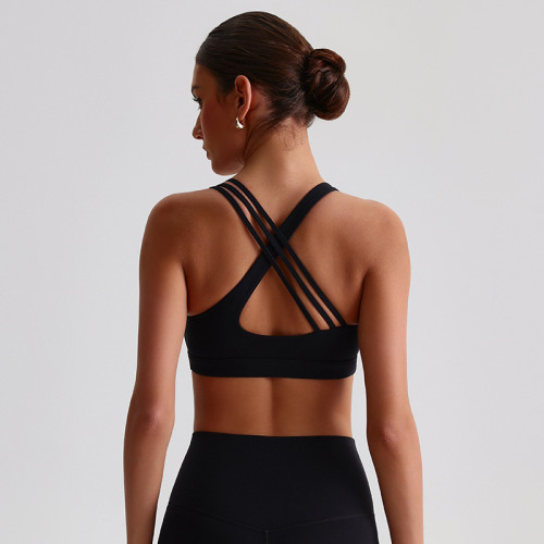2025 New Women's Yoga Bra Fitness Wear Sports Shirt Gym Vest Tight Sexy Underwear Nylon Fabric Custom logo Gym Quick Dry Top