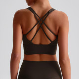 Hot New Women's Fitness Yoga Bra Quick Dry Top Gym Cross Sports Vest Ladies Yoga Sports Vest Sexy Lingerie Underwear Custom logo