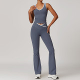 2024 Women's New Yoga Pants Set Gym Vest Shorts Set Sports Yoga Top Flare Pants Set Fitness Yoga Leggings 4pcs Suit