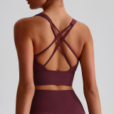 Hot New Women's Fitness Yoga Bra Quick Dry Top Gym Cross Sports Vest Ladies Yoga Sports Vest Sexy Lingerie Underwear Custom logo