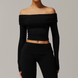2025 New women's yoga top quick dry long sleeve T-shirt gym low waist short sleeve Sexy sweater fitness wear top Custom logo