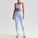 2025New Women's Yoga Set Quick Dry Fitness Bra Top Gym Leggings Cross Sports High Waist Jogging Pants Custom logo Yoga Vest Suit