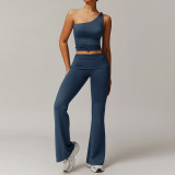 Stock New Women's Yoga set Sports Long sleeve Quick dry flare tank top Body shorts Yoga leggings gym High pants Vest bra suit
