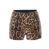 Animal Leopard Print Sequined Shorts for Women Summer New High Waist Sequin Shorts Slimming Female Hot Ladies Sexy Bum Shorts