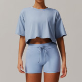 Women New 2025 Yoga 6pcs Set Quick Dry Yoga Bra Sports High Leggings Long Sleeve Top Short Sleeve T-shirt Gym Shorts Lady Suit