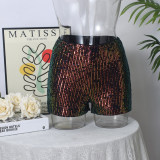 Animal Leopard Print Sequined Shorts for Women Summer New High Waist Sequin Shorts Slimming Female Hot Ladies Sexy Bum Shorts