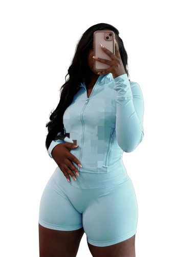 Wholesale High Quality Winter Fall Women Jogging Wear Stretchy Slim Fit Two Piece Shorts Set