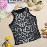 Wholesale 2025 New Women's Sequins Solid Color Slim Fit Small Tank Top Fashion Casual Small Leopard Sleeveless T-shirt Top
