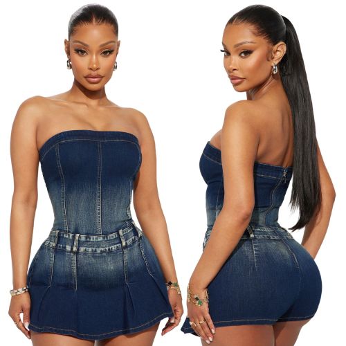 2025 S-2XL Sleeveless Fashion Summer Party Club Wear Denim Wear Women's Dresses Jumpsuit