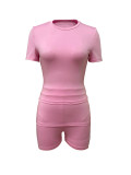 2025 New Arrival Summer Casual Solid Short Logo Custom Tracksuit Fashion Sports Soft Two-piece Suit Jogger Woman Matching Set