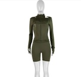 Wholesale High Quality Winter Fall Women Jogging Wear Stretchy Slim Fit Two Piece Shorts Set