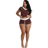 Fashionable Summer Women's Clothing Ladies Jogging Set Printed Casual Suit Sports t Shirt Two Piece Women Shorts Sets