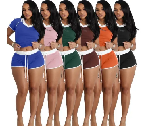 Fashionable Summer Women's Clothing Ladies Jogging Set Printed Casual Suit Sports t Shirt Two Piece Women Shorts Sets