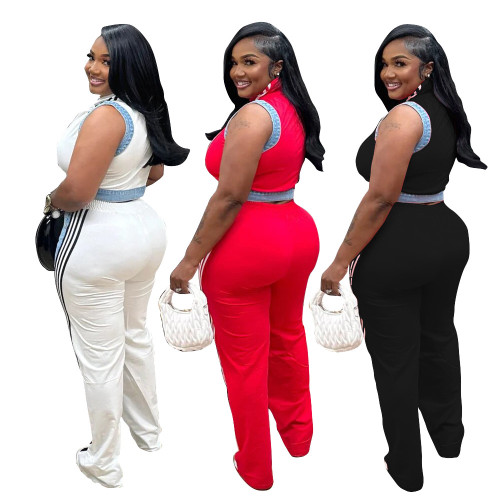 New Arrivals 2025 Spring Boutique S-2XL Lounge Wear Denim Jeans Two Piece Pants Set