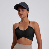 2025 Spring And Summer Thin Straps Sports Underwear With Padded Solid Colour Sexy Slim Thin Outdoor Yoga Top Women