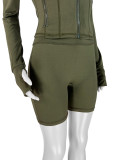 Wholesale High Quality Winter Fall Women Jogging Wear Stretchy Slim Fit Two Piece Shorts Set
