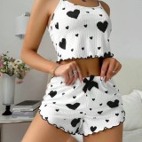 High Quality Women's Casual Pajamas Set Heart Print Home Wear Summer Women's Pajamas Sexy Pajamas