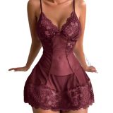 Women's Sexy Lace Nightdress Women Bow Lingerie Pajamas Set Babydoll Sleepwear Erotic Hot Dresses Exotic Pajamas and Thong Sets