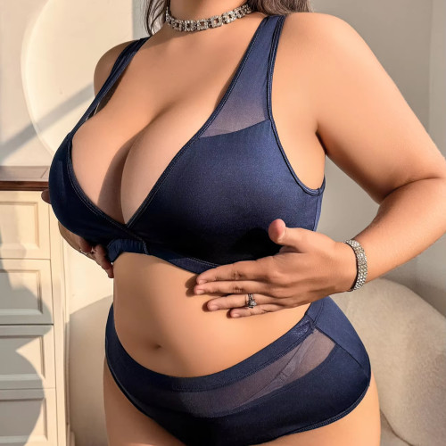 New Fashion Plus Size  Xxxxl Sexy Bra and Underwear Lingerie Beautiful Back Plus Size Lingerie Set