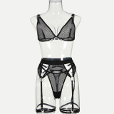 Fishing Net Lingerie Set Seduction Sexy Hollow Out Lingerie Women Five-piece Set Black Lenceria Sexy Para Mujer