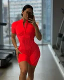 2025 new Women Sexy Beauty Back Yoga Jumpsuit Lady Fashion Solid Color V Waist Fitness Bodysuit Female Scrunch Butt Gym Set
