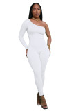 2025 Spring Custom Logo One Piece Jumpsuit Women Casual One Shoulder Romper Sexy Women Sports Fitness Jumpsuits