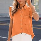 S-2XL New Mid Length Denim Jacket With Torn Edges and Holes Women's Autumn and Winter Long Sleeved Casual Lapel Top