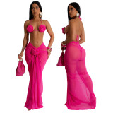 CY901272 New European and American Fashion Pure Three Dimensional Colorful Sexy Bareback Tether Hanging Neck Bikini Set