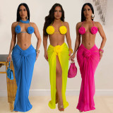 CY901272 New European and American Fashion Pure Three Dimensional Colorful Sexy Bareback Tether Hanging Neck Bikini Set