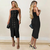 Cross-border express Amazon Europe and the United States fashion women's temperament slim-fit split top long skirt two-piece set C7321