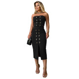 Cross-border express Amazon Europe and the United States fashion women's temperament slim-fit split top long skirt two-piece set C7321