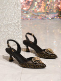 The source factory specializes in manufacturing custom-made high-heeled sandals with diamonds for foreign trade banquets, pointed toe, fashionable and versatile single shoes for women