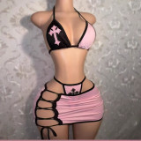 FC1362 Cross-border European and American Sexy Hot Girl Bikini Short Skirt three-piece set